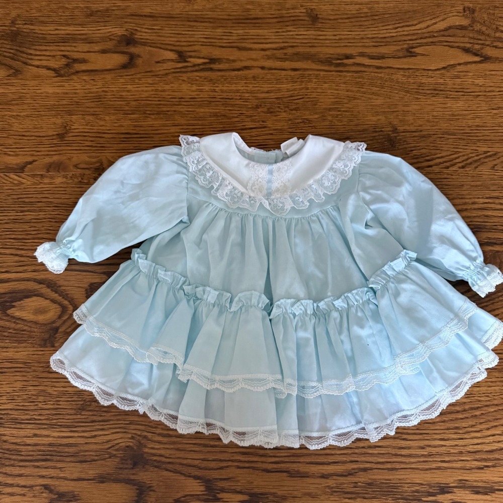 Vintage Baby Bryan Lace Detail Tiered Dress Size 6-9 Months